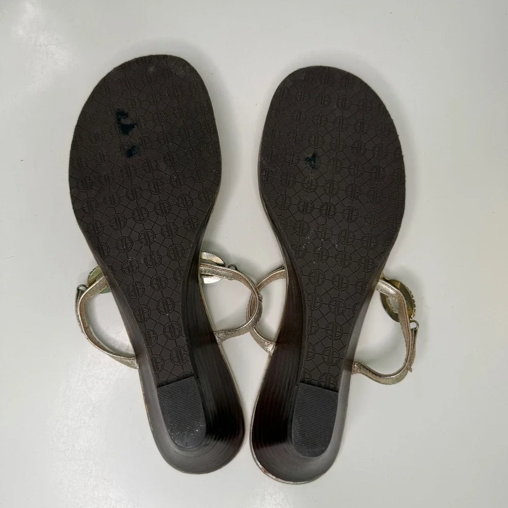 Lilly‎ Pulitzer Wedge Sandals Womens Gold Rhinestone Chain Resort Glam Size 6